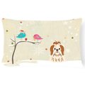 Jensendistributionservices Christmas Presents Between Friends Shih Tzu Red & White Canvas Fabric Decorative Pillow MI2549898